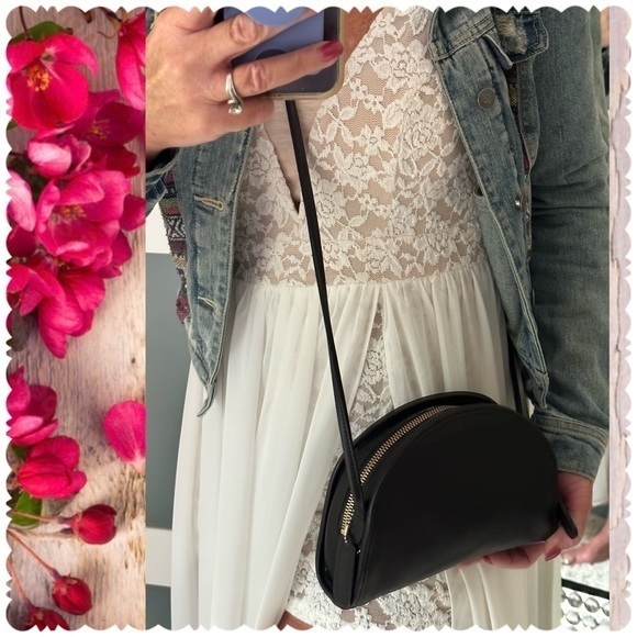 INTAGE COACH KIMBALL HALF-MOON BLACK LEATHER CROSSBODY BAG 9911 - Picture 8 of 16